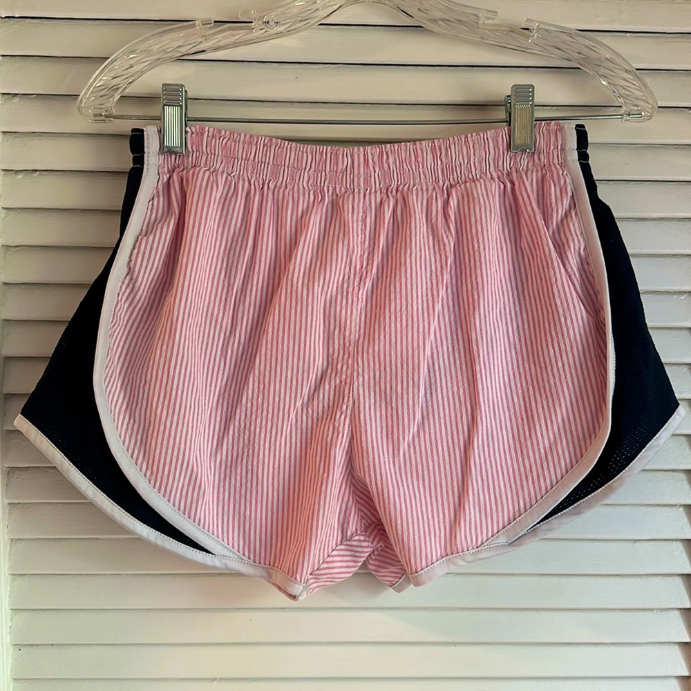 Royce Pink Seersucker & Navy Running Shorts, Size S